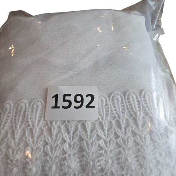 Women’s Large White Boho Lace Crinkle Peasant Tunic Keyhole 3/4 Sleeve Shirt - Picture 9 of 9